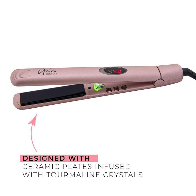 Aria Beauty 1” Rose Gold Infrared Ceramic Hair Straightener - Front Door Beauty