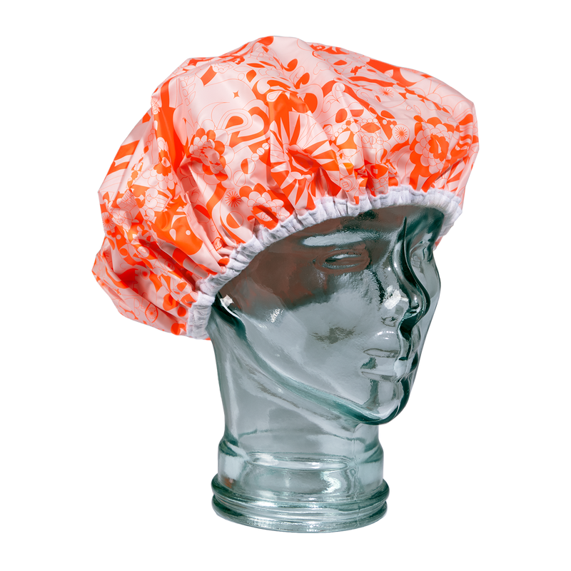 PINK SIGNATURE REUSABLE SHOWER CAP - Front Door Beauty
